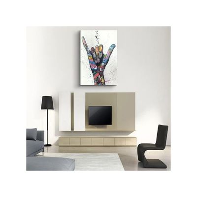 Wall Art Colorful Wall Art Shaka Hand Gesture Wall Art Art Colorful Canvas Wall Art Street Art Pop Art Poster Colorful Pictures Canvas For Bedroom Decor (16''Wx24''H)