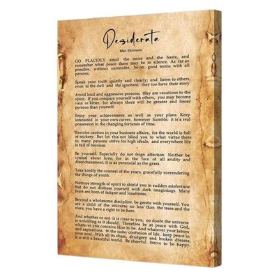 Wall Art Poem Poster Framed Motivational Pictures Retro Prints Max Ehrmann Literature Quotes Wall Art Home Decor