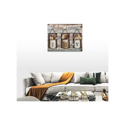 Wall Art Rustic Flower Joy Pictures Wall Decor Country Christian Floral Painting Inspirational Canvas Prints Modern Framed Home Artwork Decor For Bathroom Bedroom Living Room 16"X12"