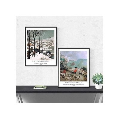 Wall Art Unframed Prints  Art Paper Set Of 4, 8X10 Inch Classical Landscape Artwork, Modern Decoration Elegant Scenery Cityscape Hills Birthday Gift Pieter Bruegel The Elder Painting