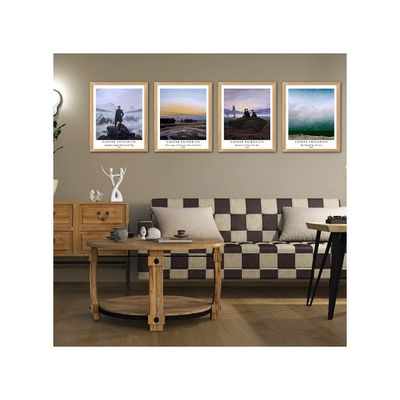 Wall Art Unframed Prints  Art Paper Set Of 4, 8X10 Inch Classical Landscape Artwork, Office Decoration Elegant Illustrations Mountain Natural Cloud Caspar Friedrich Painting