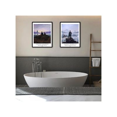 Wall Art Unframed Prints  Art Paper Set Of 4, 8X10 Inch Classical Landscape Artwork, Office Decoration Elegant Illustrations Mountain Natural Cloud Caspar Friedrich Painting