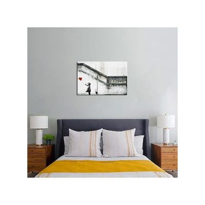 Wall Art With Red Balloon - Colorful Pop Art Canvas Poster - Street Decor For Room (12''H X 18''W)