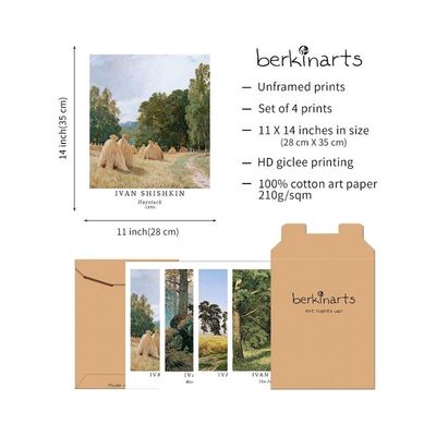 Wall Unframed Prints  Paper Set Of 4, 11X14 Inch Classical Landscape Work