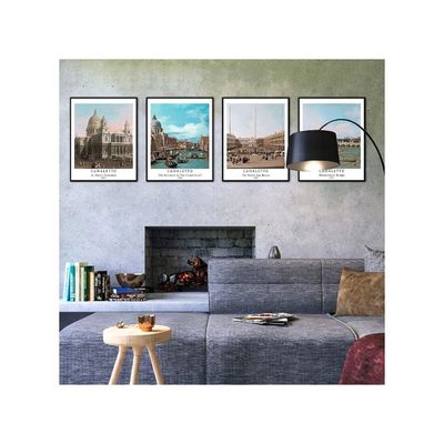 Wall Unframed Prints  Paper Set Of 4, 8X10 Inch Classic Landscape Work, Livingroom Decoration Seasons Spring Aesthetic Illustrations Famous Painting Canaletto Print
