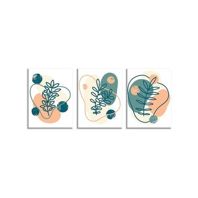Wind 3 Panel Wall Art Mid Century Modern Decor Canvas Prints Minimalist Neutral Abstract Geometric Wall Art Palm Leaves Art Pictures Canvas Bathroom Decor Aesthetic Decorations For Home
