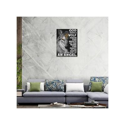 Wolf Wall Art Motivational Quotes Wolf Pictures Wall Decor Positive Black White Painting Art Home Decor Wildlife Wolf Framed Artwork For Bedroom Living Room Office Ready To Hang 12"X16"