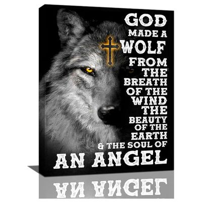 Wolf Wall Art Motivational Quotes Wolf Pictures Wall Decor Positive Black White Painting Art Home Decor Wildlife Wolf Framed Artwork For Bedroom Living Room Office Ready To Hang 12"X16"