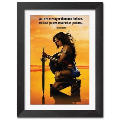 Wonder Woman Poster Quote Dc Comics Laminated Poster Framed Painting With Matt Finish Frame (9Inches X 12Inches)