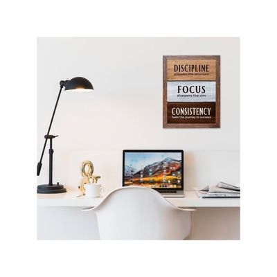 Wood -Discipline Provides The Structure Focus Sharpens The Aim Consistency Fuels The Journey To Success - Poster With Frame - (14 X 11 Inches), Rectangular - Wood; Brown, Wall Mount