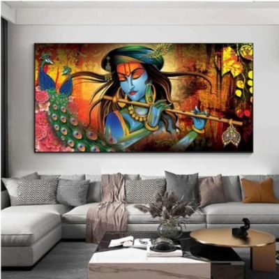 Plamc Abstract Art Painting Nordic Krishna Figure Portrait, 60X120Cm