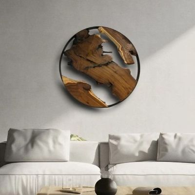 Natural Wooden Clock-B- 50 × 50 × 5- Natural wood color