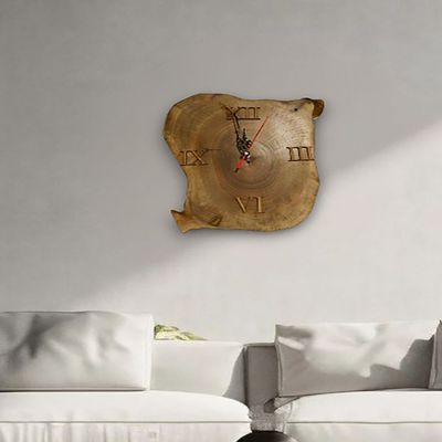 Natural Wooden Clock- S2-38×27×6 CM - Natural wood color