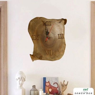 Natural Wooden Clock- S2-38×27×6 CM - Natural wood color