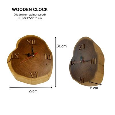Natural Wooden Clock-S1- 30×27×6 CM - Natural wood color