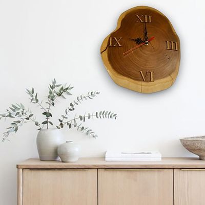 Natural Wooden Clock-S1- 30×27×6 CM - Natural wood color