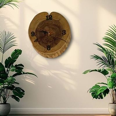 Natural Wooden Clock-S4- 38×27×6 CM - Natural wood color
