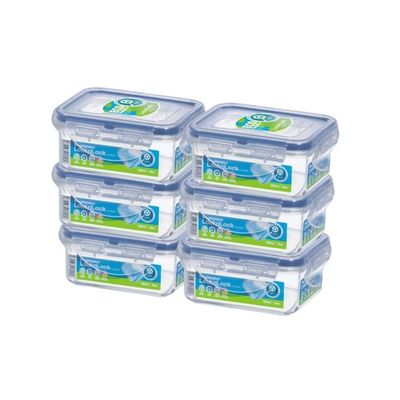 LocknLock Food Container Rectangle 180ml – Pack of 6 | Airtight, BPA-Free, Eco-Friendly & Microwave Safe