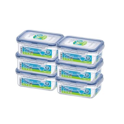 LocknLock Food Container Rectangle 350ml – Pack of 6 | Airtight, BPA-Free, Eco-Friendly & Microwave Safe