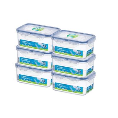 LocknLock Food Container Rectangle 600ml – Pack of 6 | Airtight, BPA-Free, Eco-Friendly, Microwave & Freezer Safe