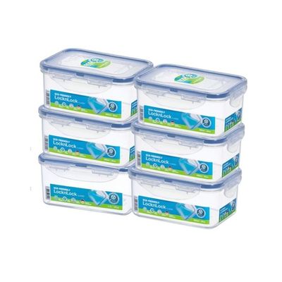 LocknLock Food Container Rectangle 1.1L – Pack of 6 | Airtight, BPA-Free, Eco-Friendly, Microwave & Freezer Safe