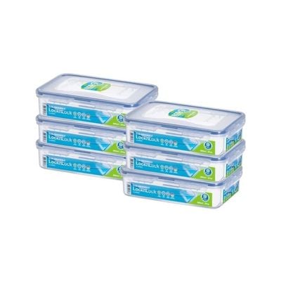 LocknLock Food Container Rectangle 800ml – Pack of 6 | Airtight, BPA-Free, Eco-Friendly, Microwave & Freezer Safe