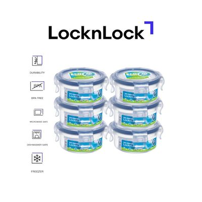 LocknLock Food Container Round 100ml – Pack of 6 | Airtight & Leak-Proof, BPA-Free, Ideal for Sauces, Baby Food, and Snacks