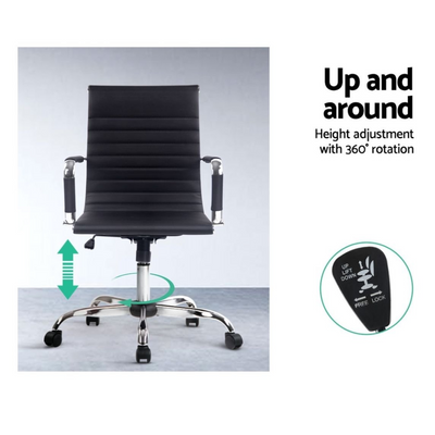 Mid Back Executive Office Chair 360° Swivel Adjustable Height for Home or Workplace