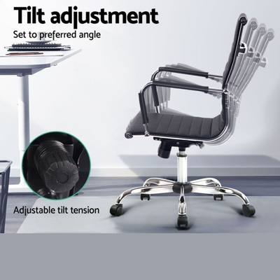 Mid Back Executive Office Chair 360° Swivel Adjustable Height for Home or Workplace
