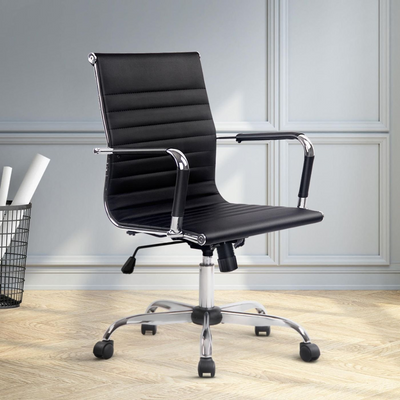 Mid Back Executive Office Chair 360° Swivel Adjustable Height for Home or Workplace