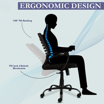 Ergonomic Breathable Mesh Back Office Chair with 360° Swivel Height Adjustable Lever, Rocking Tilt Lock and Thick Cushion Seat