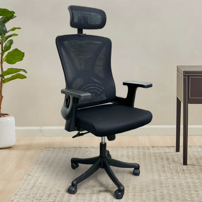 Sitera Prime 360° Swivel Office Chair with Lumbar Support, Reclining High Back (Black)