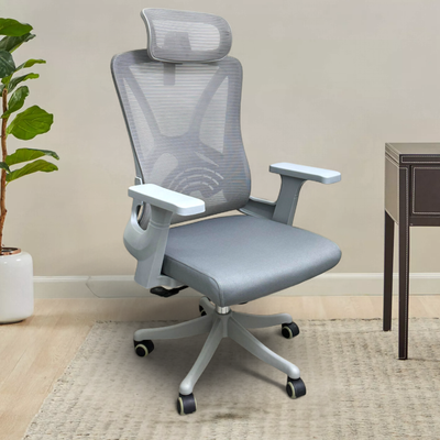 Sitera Prime 360° Swivel Office Chair with Lumbar Support, Reclining High Back (Grey)