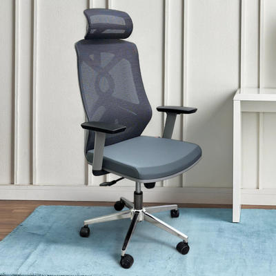 CoreFlex Pro Ergonomic Mesh Office Chair with Lumbar Support, 360° Swivel, Reclining High Back (Grey)