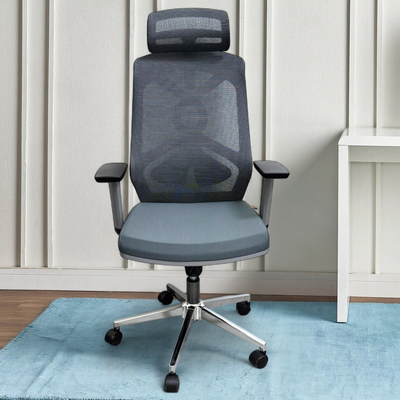 CoreFlex Pro Ergonomic Mesh Office Chair with Lumbar Support, 360° Swivel, Reclining High Back (Grey)