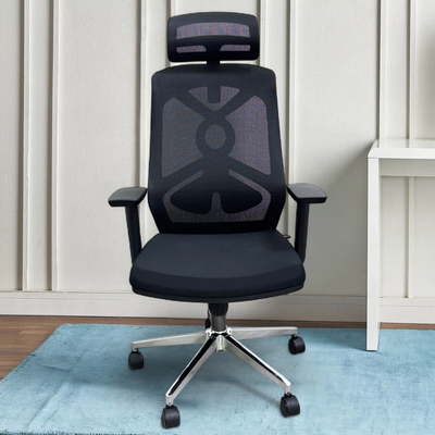 CoreFlex Pro Ergonomic Mesh Office Chair with Lumbar Support, 360° Swivel, Reclining High Back (Black)