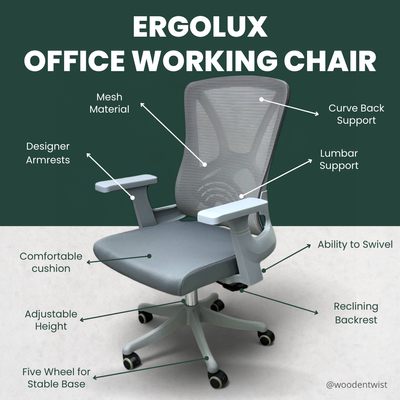 Ergolux Mesh Office Chair Adjustable Swivel Rotates 360 Degrees for Home, Gaming, Workstations