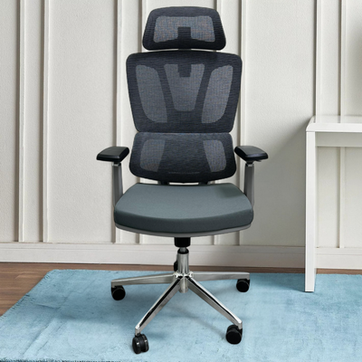 Brocelle Egro Working Office Chair with 360° Swivel & Recline Mesh Chair (Grey)