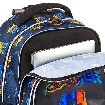 Eazy Kids 18" 4-Wheel Trolley School Set w/ Lunch Bag and Pencil case â€“ Gamer Edition