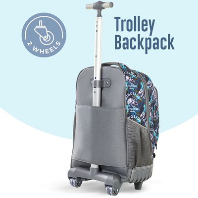 Eazy Kids 18" Set of 3 Trolley Backpack w/ Lunch Bag and Pencil Case-T Rex