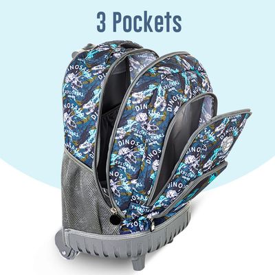 Eazy Kids 18" Set of 3 Trolley Backpack w/ Lunch Bag and Pencil Case-T Rex