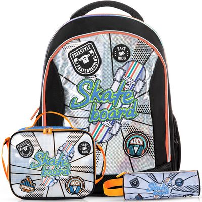Eazy Kids 17" Set of 3 Backpack w/ Lunch Bag and Pencil Case - Skate Board