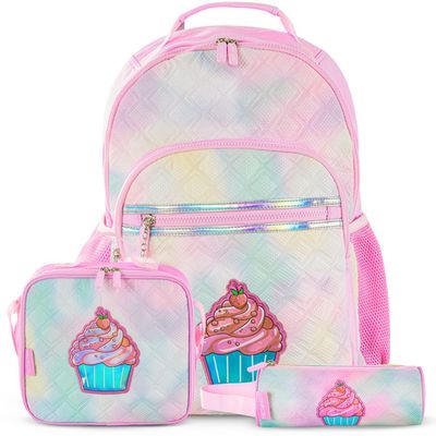 Eazy Kids 17" Set of 3 Backpack w/ Lunch Bag and Pencil Case - Sugar Pop Pink