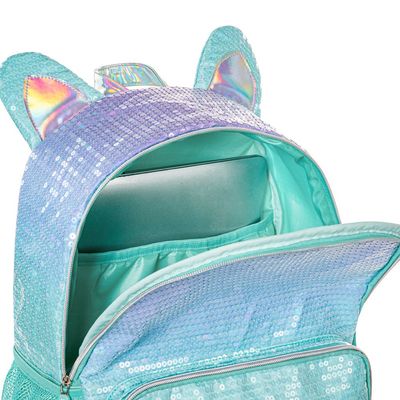 Eazy Kids 17" Set of 3 Backpack w/ Lunch Bag and Pencil Case - Girl Glitter Green