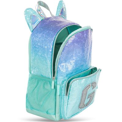 Eazy Kids 17" Set of 3 Backpack w/ Lunch Bag and Pencil Case - Girl Glitter Green