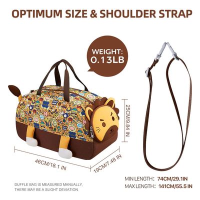 Nohoo 3D Cute Lion Kids Duffle Bag/Activity Bag - Brown, 18"
