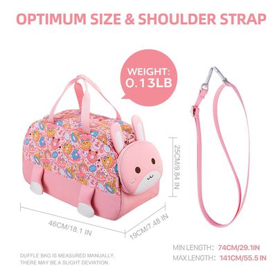 Nohoo 3D Cute Rabbit Kids Duffle Bag/Activity Bag - Pink, 18"