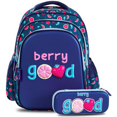 Eazy Kids School Bag w/ Pencil Case 16" - Berry Good Blue