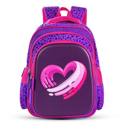 Eazy Kids School Bag 16"- Love & Hugs Purple