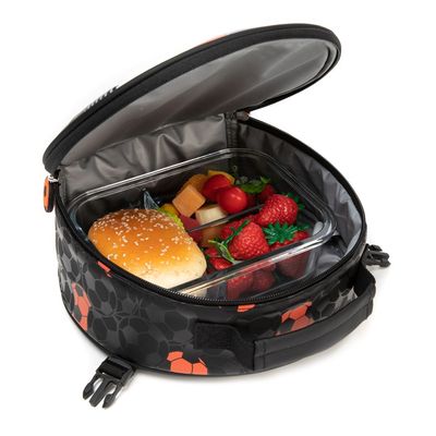 Eazy Kids Trolley 18" School Bag Set of 3 w/ Lunch Bag and Pencil Case - Football Black